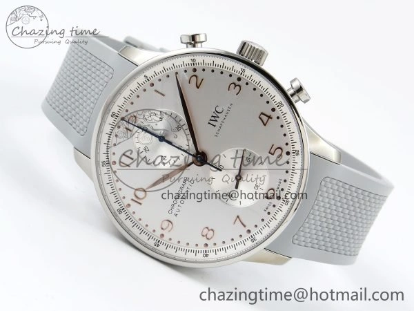 Portuguese Chrono IW3716 Z+F 1:1 Best Edition White Dial on Gray Rubber Strap A69355