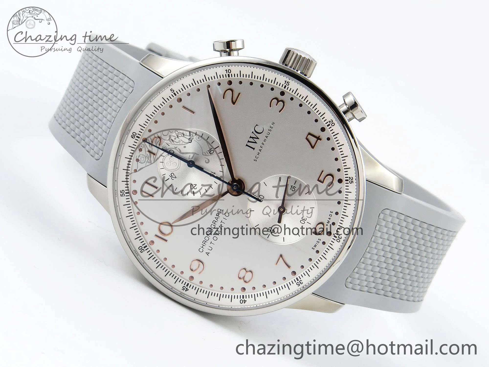 Portuguese Chrono IW3716 Z+F 1:1 Best Edition White Dial on Gray Rubber Strap A69355