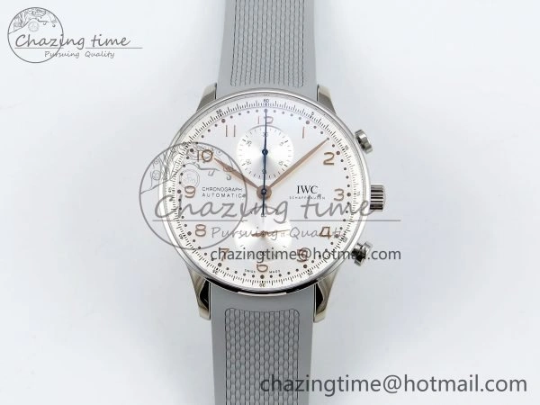 Portuguese Chrono IW3716 Z+F 1:1 Best Edition White Dial on Gray Rubber Strap A69355