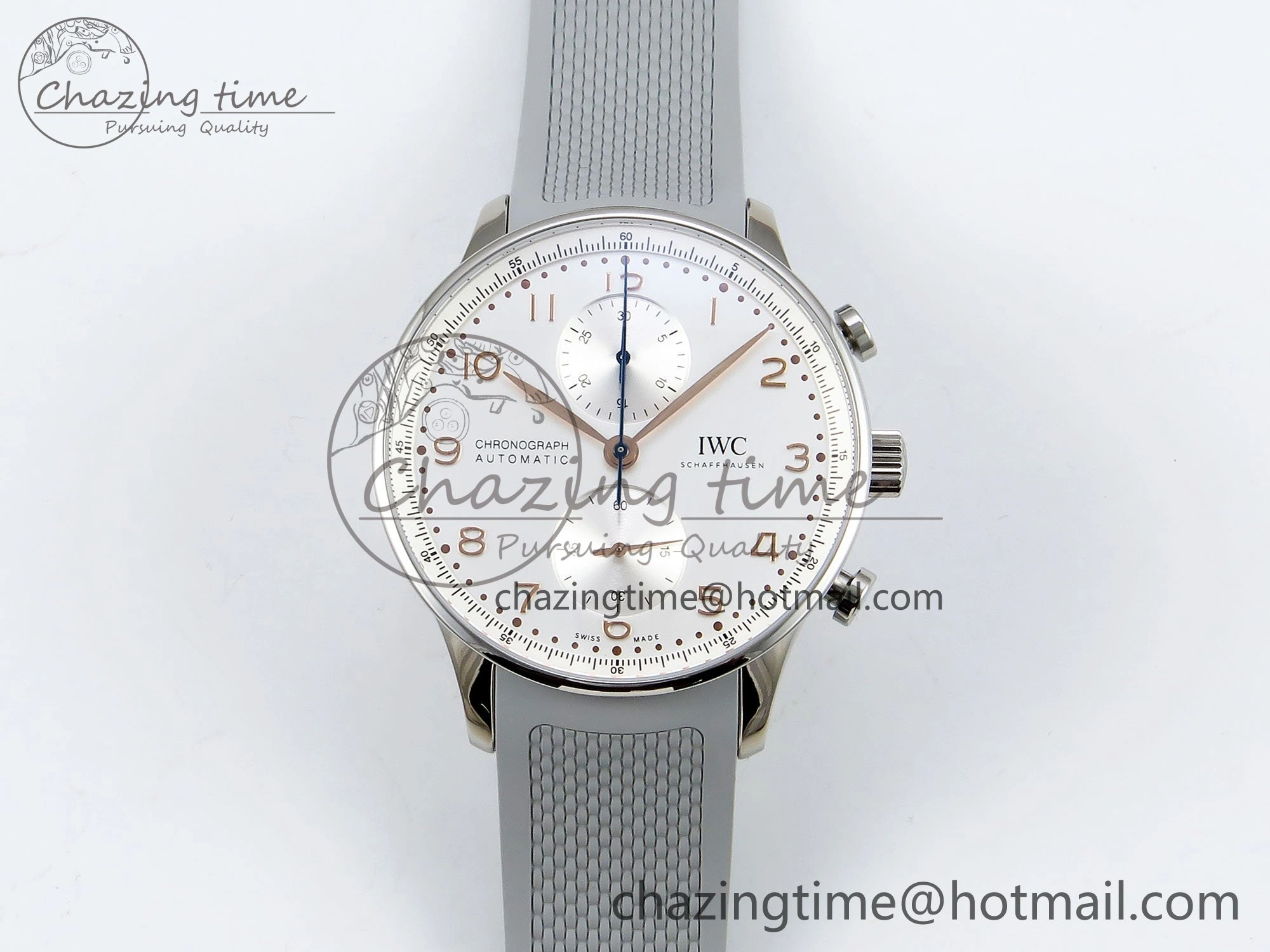 Portuguese Chrono IW3716 Z+F 1:1 Best Edition White Dial on Gray Rubber Strap A69355