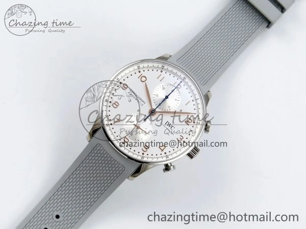 Portuguese Chrono IW3716 Z+F 1:1 Best Edition White Dial on Gray Rubber Strap A69355