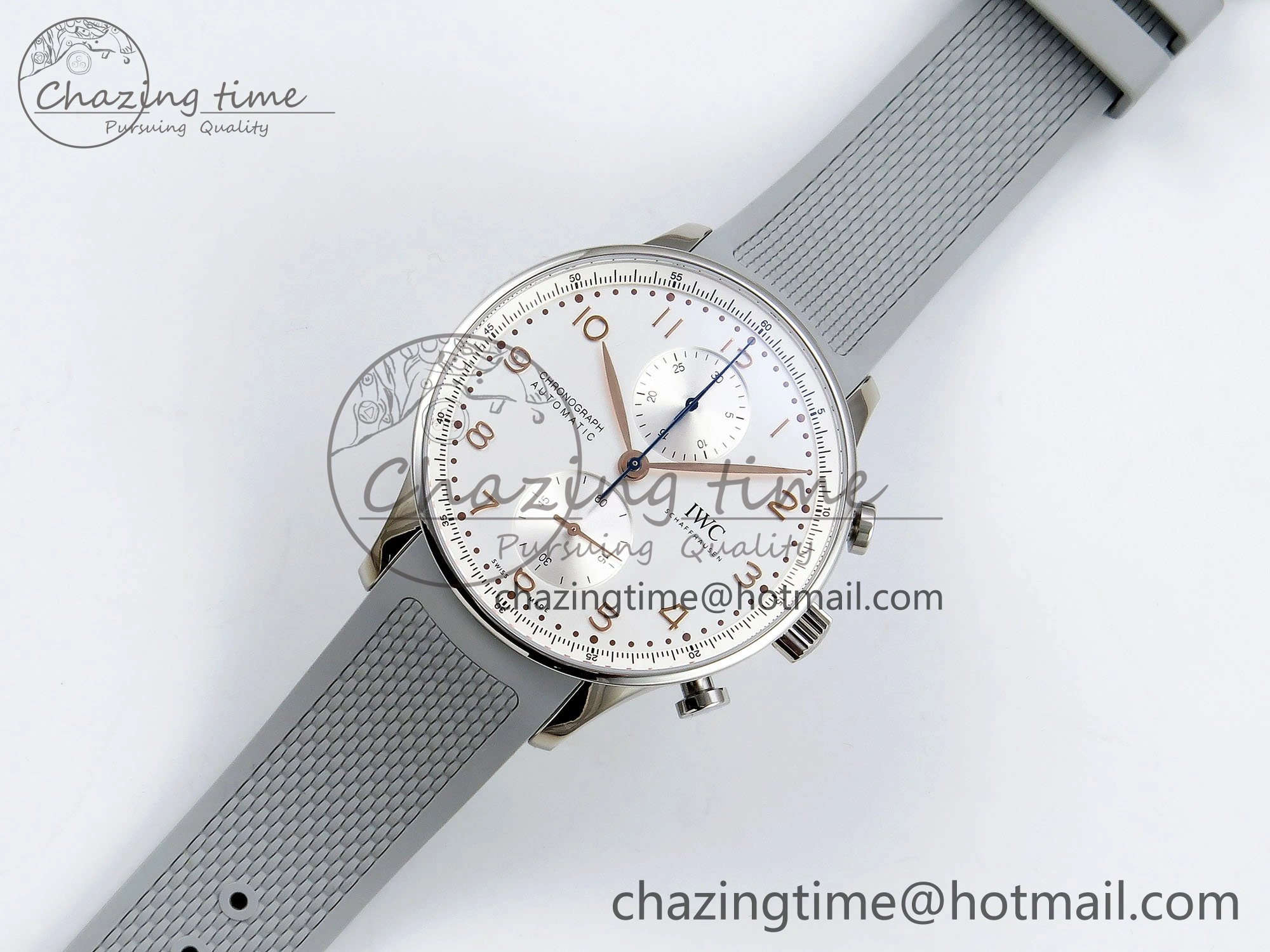 Portuguese Chrono IW3716 Z+F 1:1 Best Edition White Dial on Gray Rubber Strap A69355