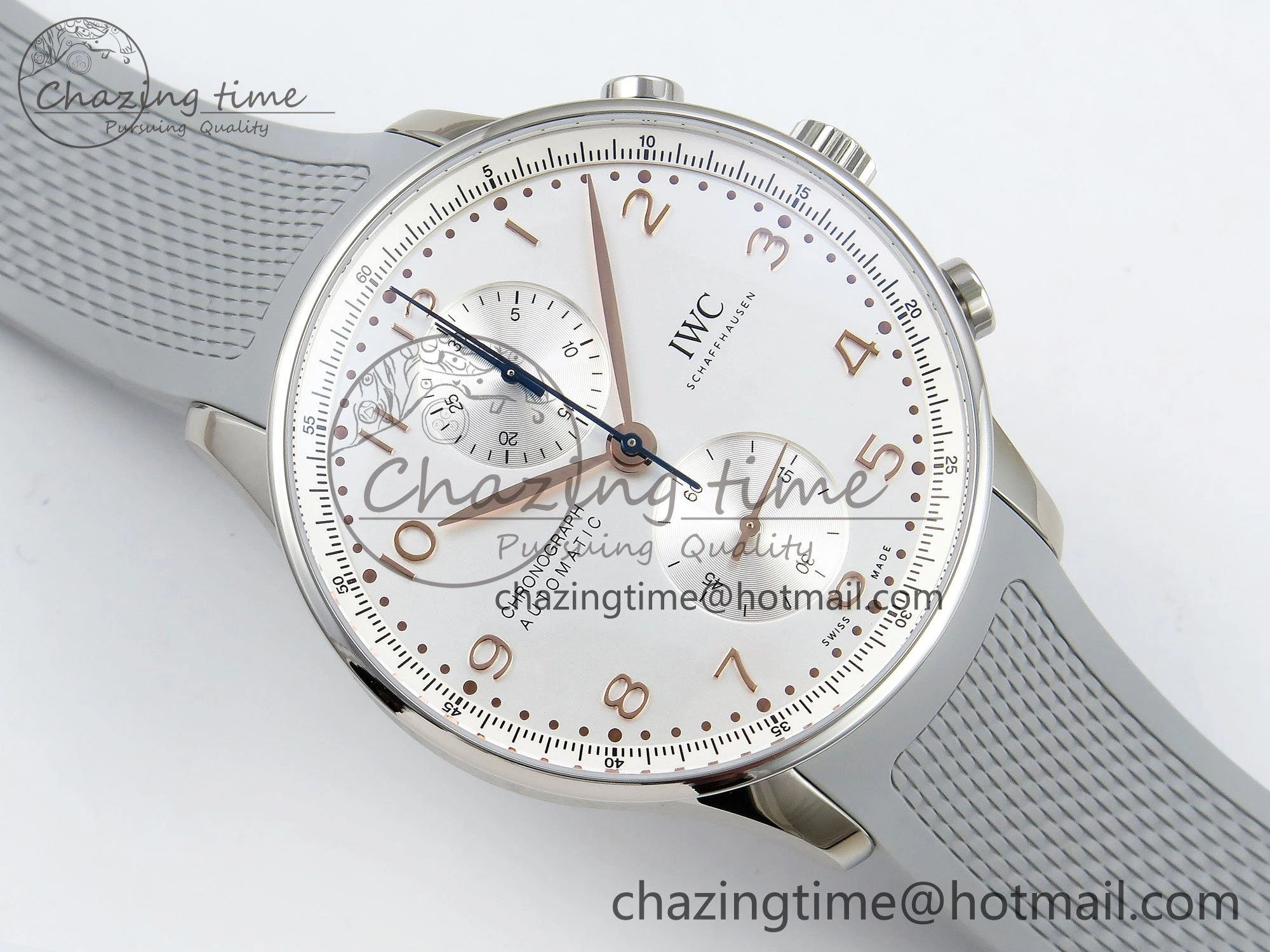 Portuguese Chrono IW3716 Z+F 1:1 Best Edition White Dial on Gray Rubber Strap A69355