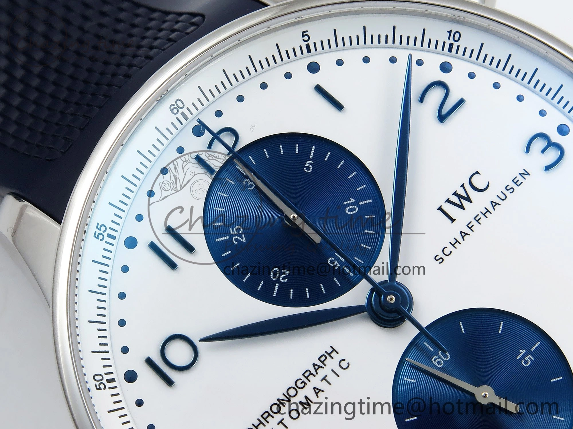 Portuguese Chrono IW3716 Z+F 1:1 Best Edition White Blue Dial on Blue Rubber Strap A69355