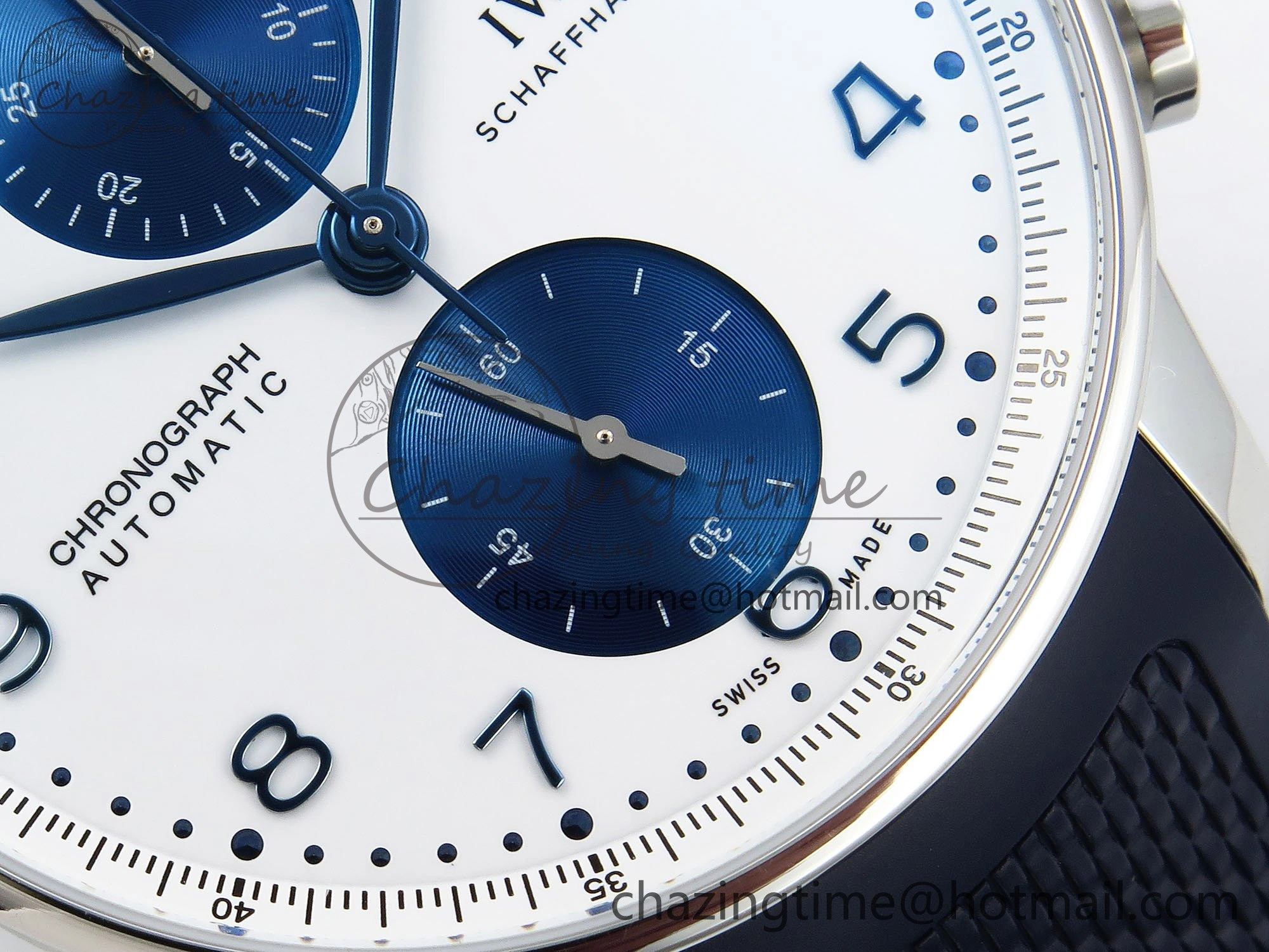 Portuguese Chrono IW3716 Z+F 1:1 Best Edition White Blue Dial on Blue Rubber Strap A69355