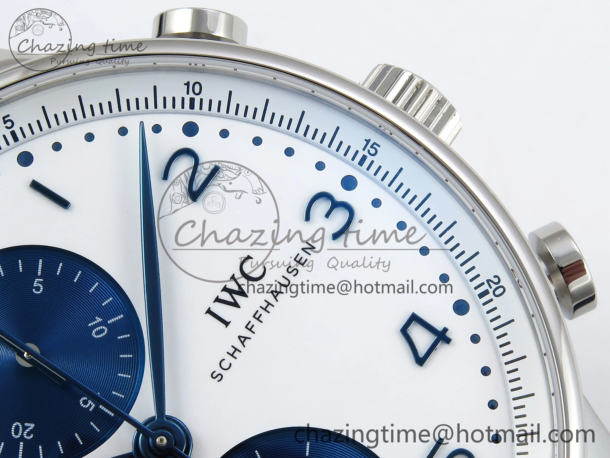 Portuguese Chrono IW3716 Z+F 1:1 Best Edition White Blue Dial on Blue Rubber Strap A69355