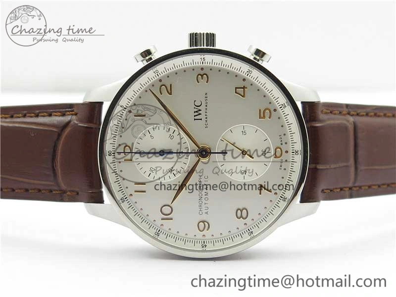 Portuguese Chrono IW371604 ZF 1:1 Best Edition White Dial on Brown Leather Strap A69355