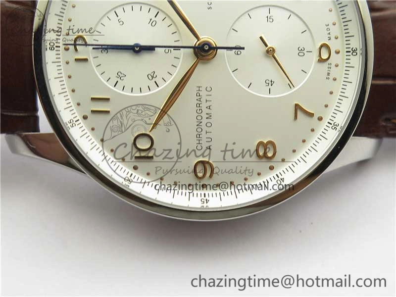 Portuguese Chrono IW371604 ZF 1:1 Best Edition White Dial on Brown Leather Strap A69355