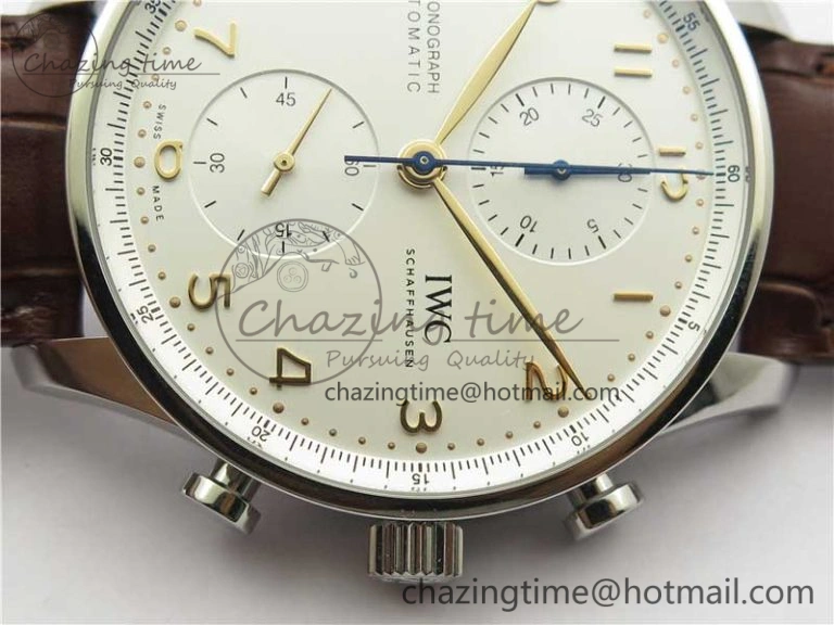 Portuguese Chrono IW371604 ZF 1:1 Best Edition White Dial on Brown Leather Strap A69355