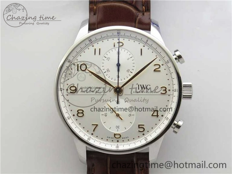 Portuguese Chrono IW371604 ZF 1:1 Best Edition White Dial on Brown Leather Strap A69355