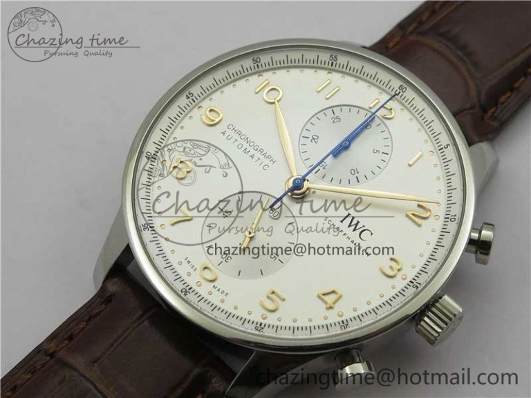 Portuguese Chrono IW371604 ZF 1:1 Best Edition White Dial on Brown Leather Strap A69355