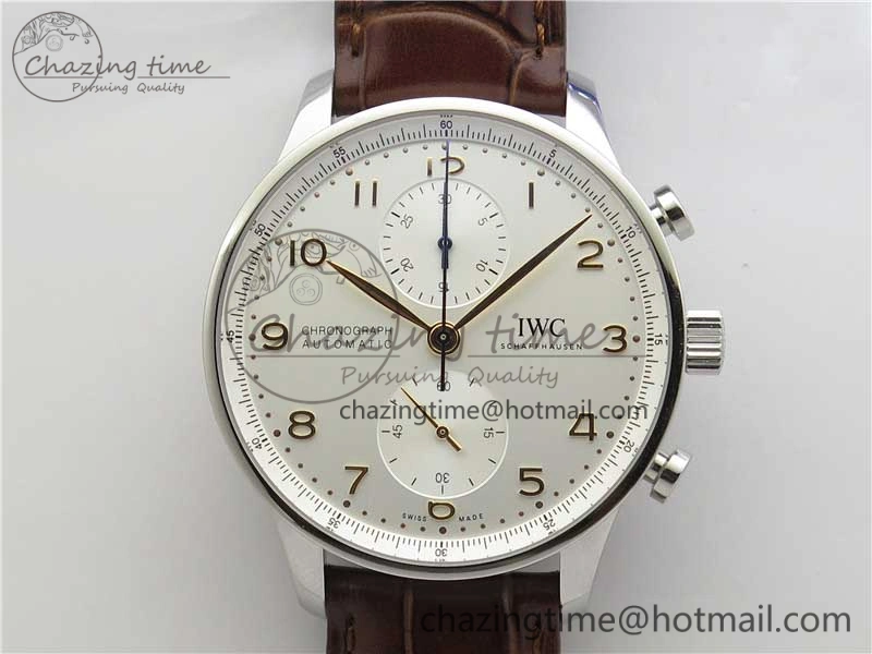 Portuguese Chrono IW371604 ZF 1:1 Best Edition White Dial on Brown Leather Strap A69355