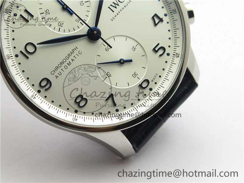 Portuguese Chrono IW371605 ZF 1:1 Best Edition White Dial on Black Leather Strap A69355