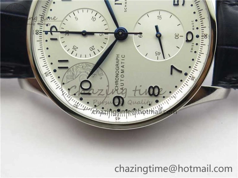 Portuguese Chrono IW371605 ZF 1:1 Best Edition White Dial on Black Leather Strap A69355