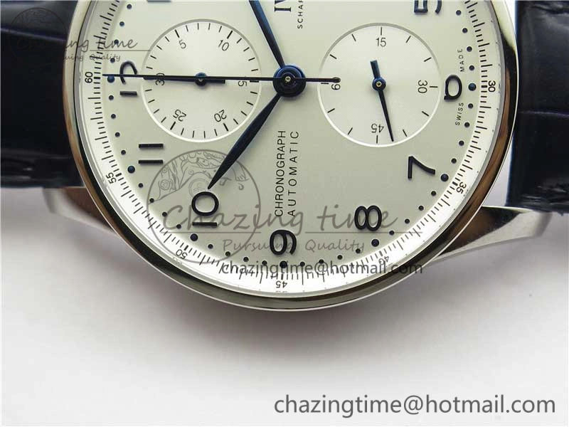 Portuguese Chrono IW371605 ZF 1:1 Best Edition White Dial on Black Leather Strap A69355