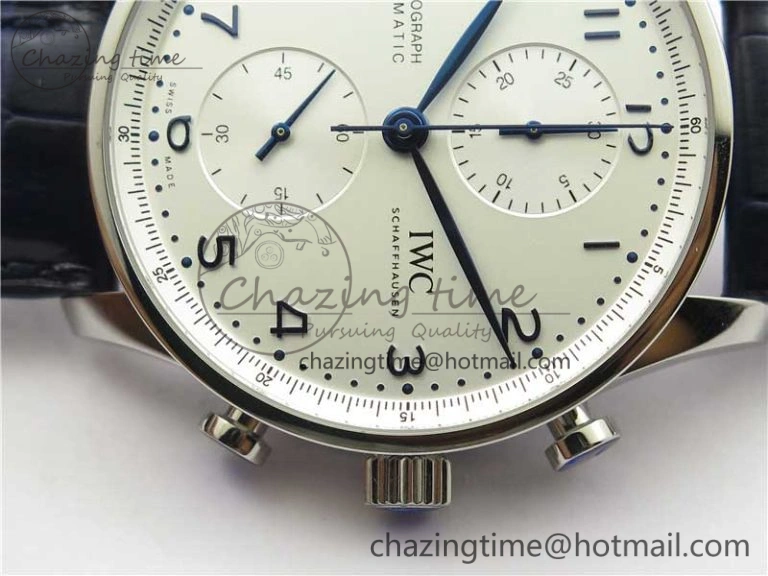 Portuguese Chrono IW371605 ZF 1:1 Best Edition White Dial on Black Leather Strap A69355