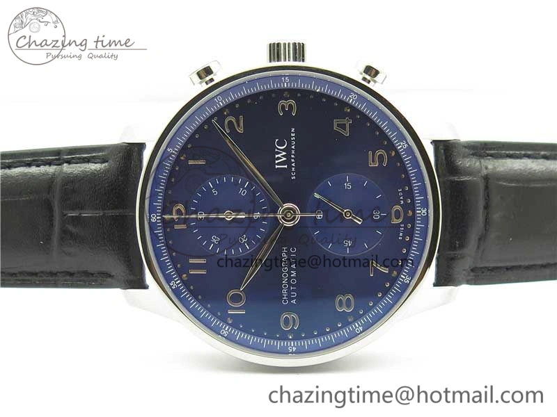 Portuguese Chrono IW371606 ZF 1:1 Best Edition Blue Dial on Black Leather Strap A69355