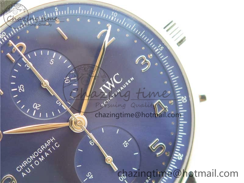 Portuguese Chrono IW371606 ZF 1:1 Best Edition Blue Dial on Black Leather Strap A69355