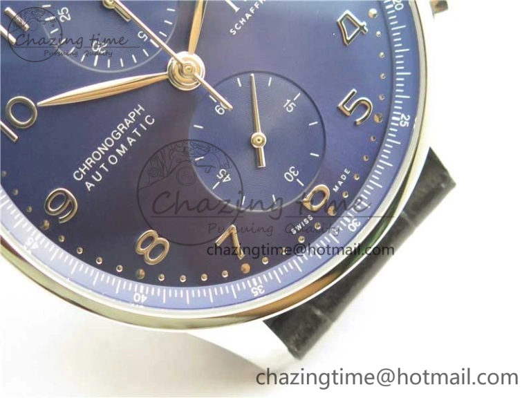 Portuguese Chrono IW371606 ZF 1:1 Best Edition Blue Dial on Black Leather Strap A69355