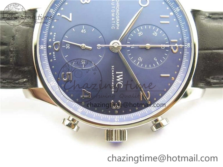 Portuguese Chrono IW371606 ZF 1:1 Best Edition Blue Dial on Black Leather Strap A69355