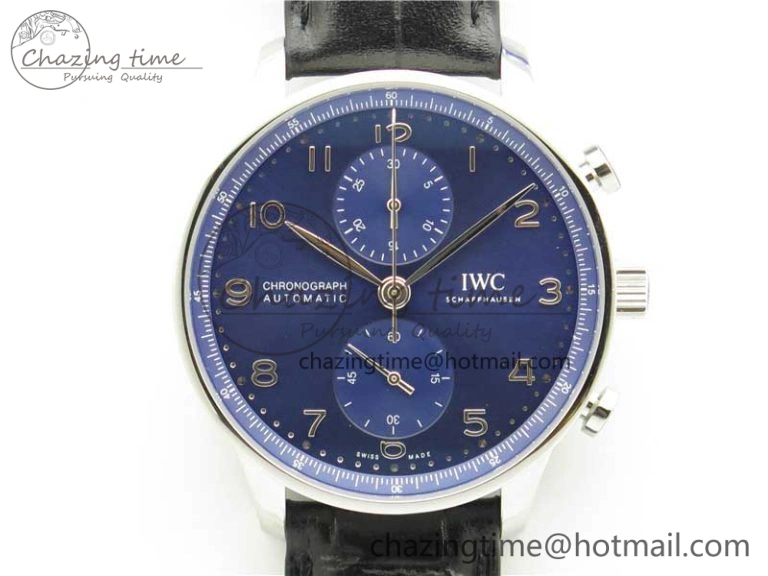 Portuguese Chrono IW371606 ZF 1:1 Best Edition Blue Dial on Black Leather Strap A69355