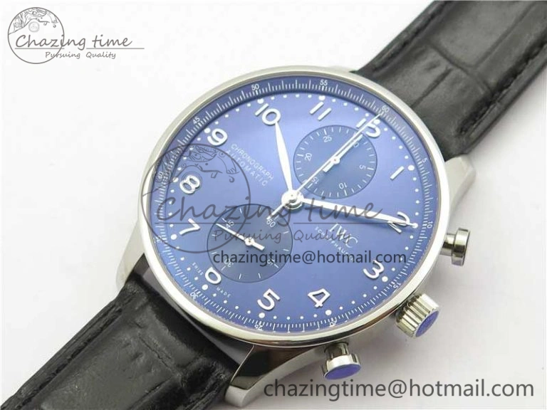 Portuguese Chrono IW371606 ZF 1:1 Best Edition Blue Dial on Black Leather Strap A69355