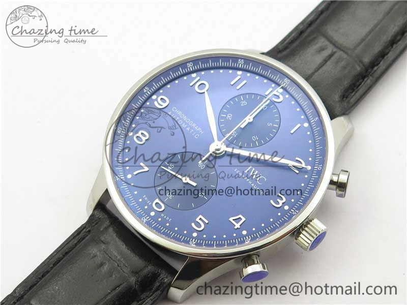 Portuguese Chrono IW371606 ZF 1:1 Best Edition Blue Dial on Black Leather Strap A69355