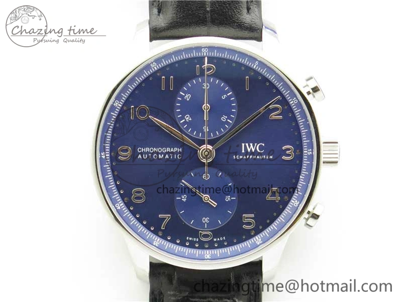 Portuguese Chrono IW371606 ZF 1:1 Best Edition Blue Dial on Black Leather Strap A69355