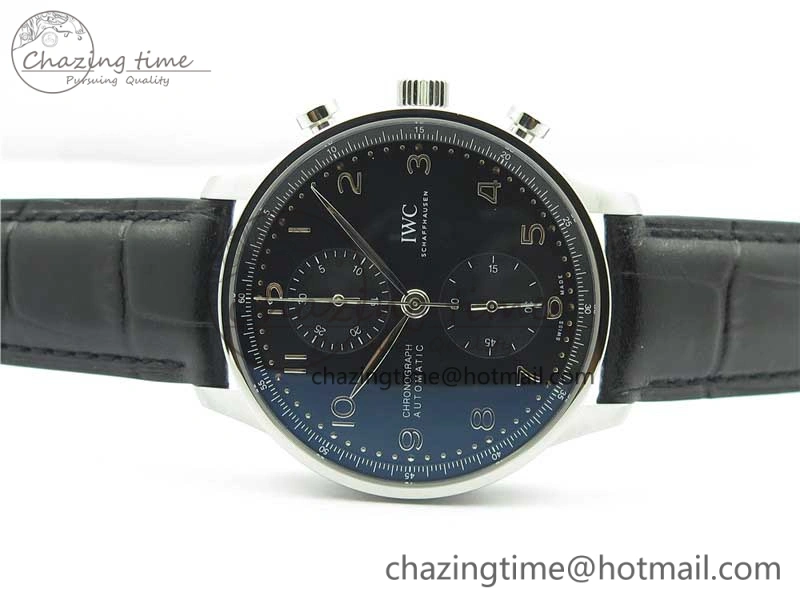Portuguese Chrono IW371609 ZF 1:1 Best Edition Black Dial on Black Leather Strap A69355