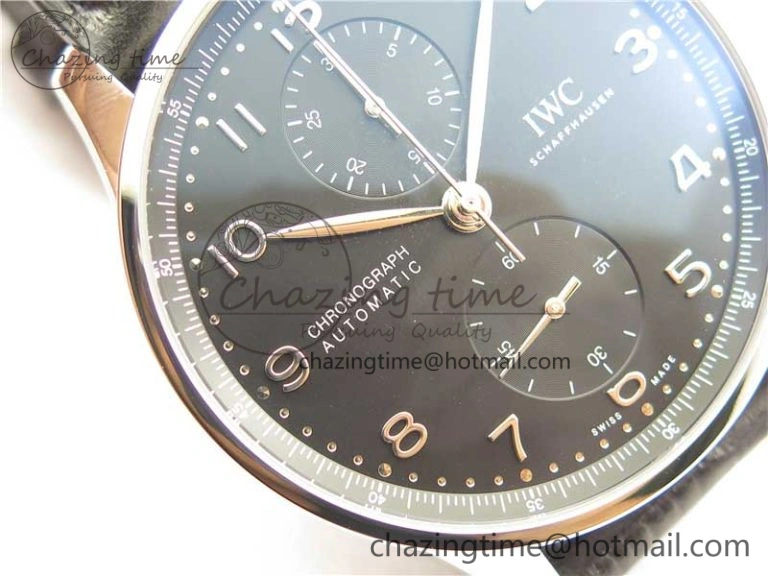 Portuguese Chrono IW371609 ZF 1:1 Best Edition Black Dial on Black Leather Strap A69355