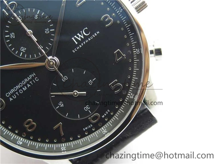 Portuguese Chrono IW371609 ZF 1:1 Best Edition Black Dial on Black Leather Strap A69355