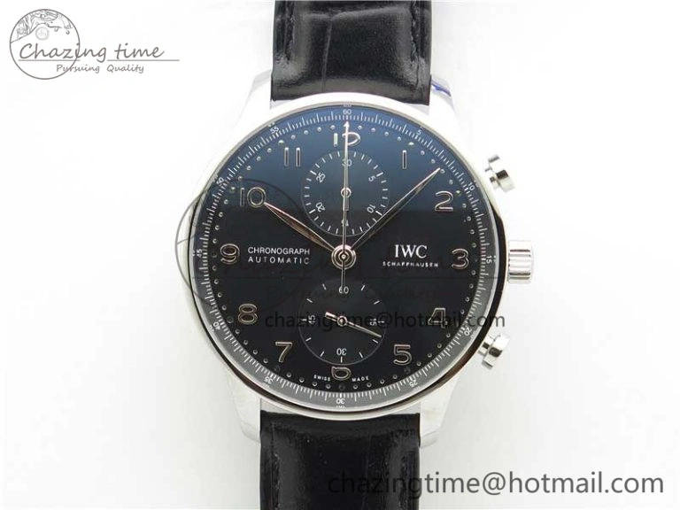 Portuguese Chrono IW371609 ZF 1:1 Best Edition Black Dial on Black Leather Strap A69355