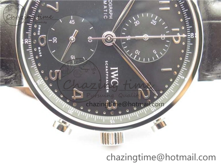 Portuguese Chrono IW371609 ZF 1:1 Best Edition Black Dial on Black Leather Strap A69355