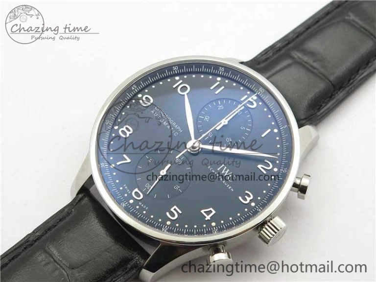 Portuguese Chrono IW371609 ZF 1:1 Best Edition Black Dial on Black Leather Strap A69355