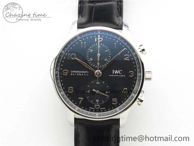Portuguese Chrono IW371609 ZF 1:1 Best Edition Black Dial on Black Leather Strap A69355