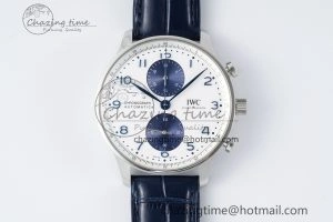 Portuguese Chrono IW371620 APSF 1:1 Best Edition White Blue Dial on Blue Leather Strap A69355