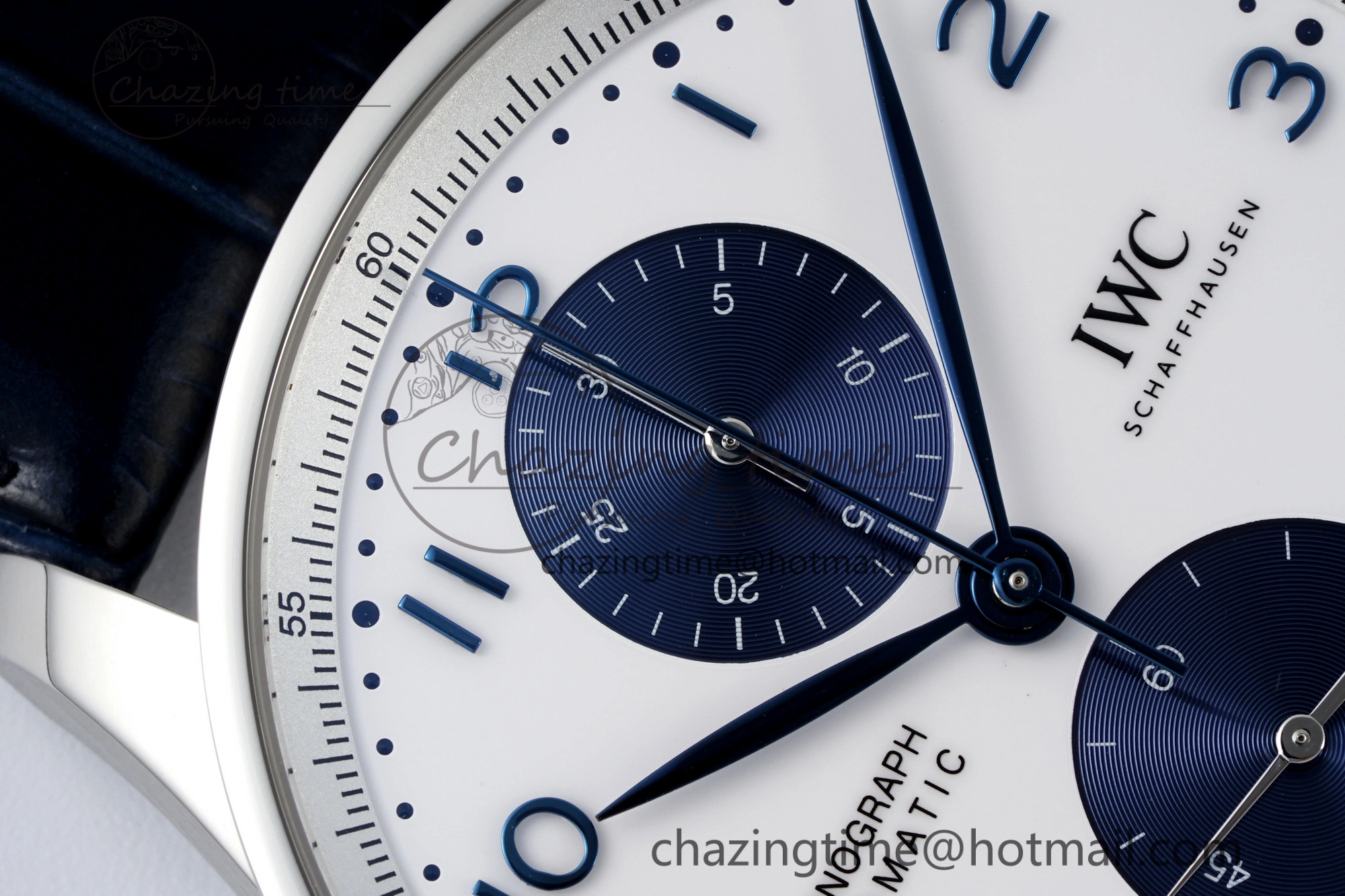 Portuguese Chrono IW371620 APSF 1:1 Best Edition White Blue Dial on Blue Leather Strap A69355