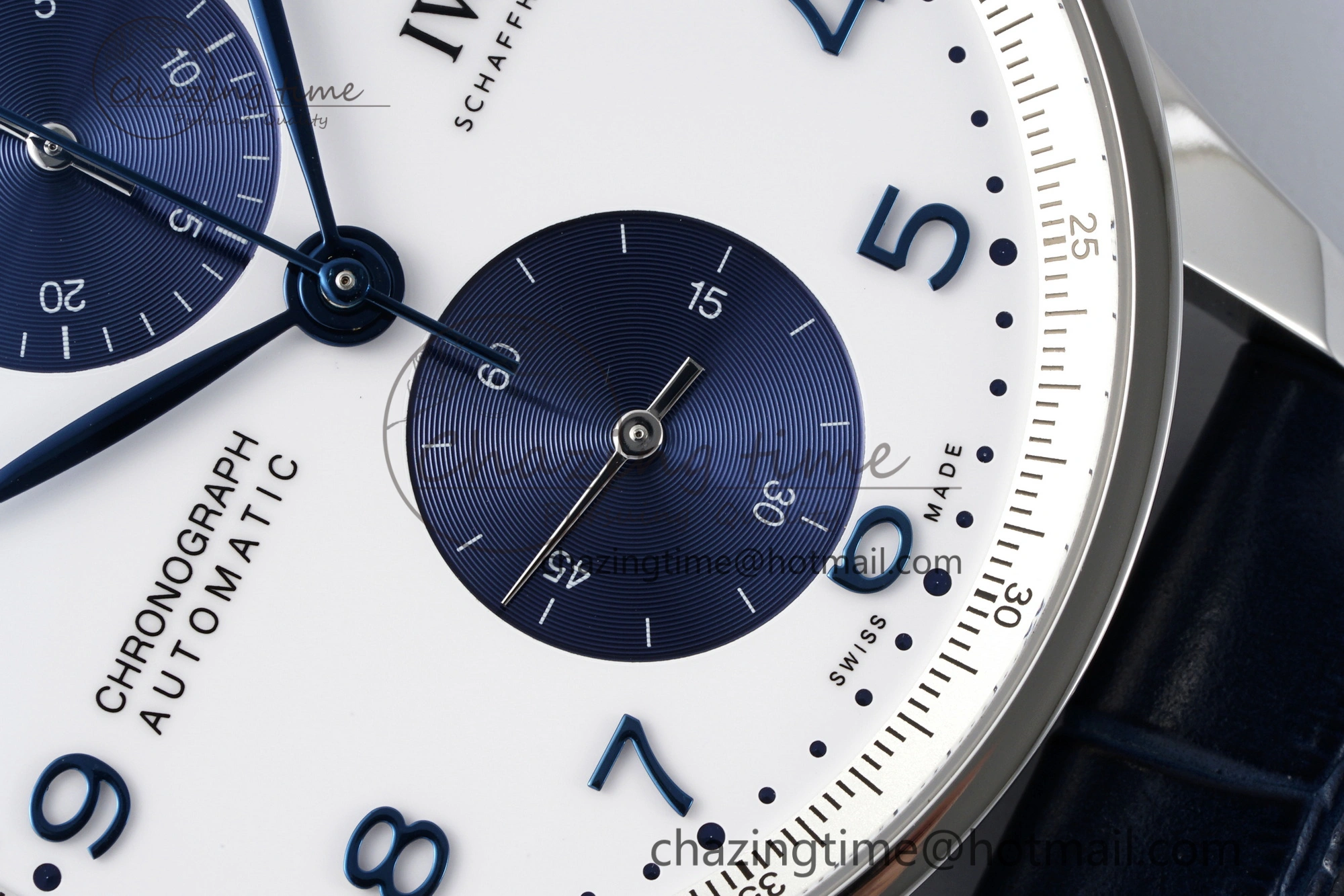 Portuguese Chrono IW371620 APSF 1:1 Best Edition White Blue Dial on Blue Leather Strap A69355