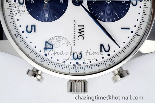 Portuguese Chrono IW371620 APSF 1:1 Best Edition White Blue Dial on Blue Leather Strap A69355