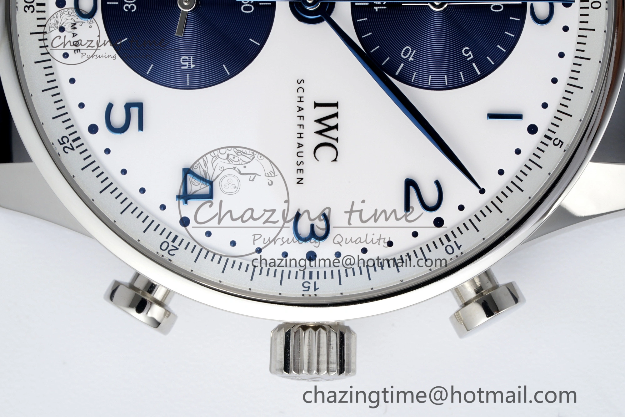 Portuguese Chrono IW371620 APSF 1:1 Best Edition White Blue Dial on Blue Leather Strap A69355