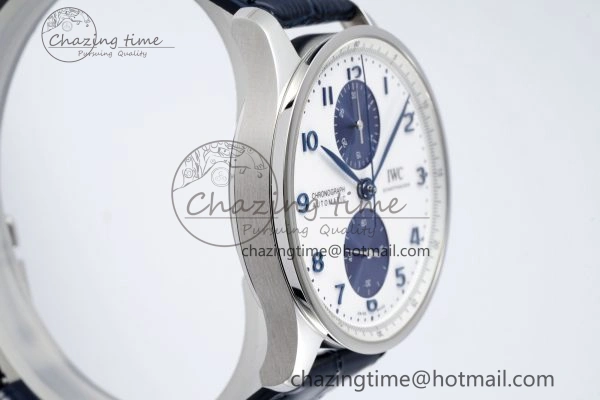 Portuguese Chrono IW371620 APSF 1:1 Best Edition White Blue Dial on Blue Leather Strap A69355