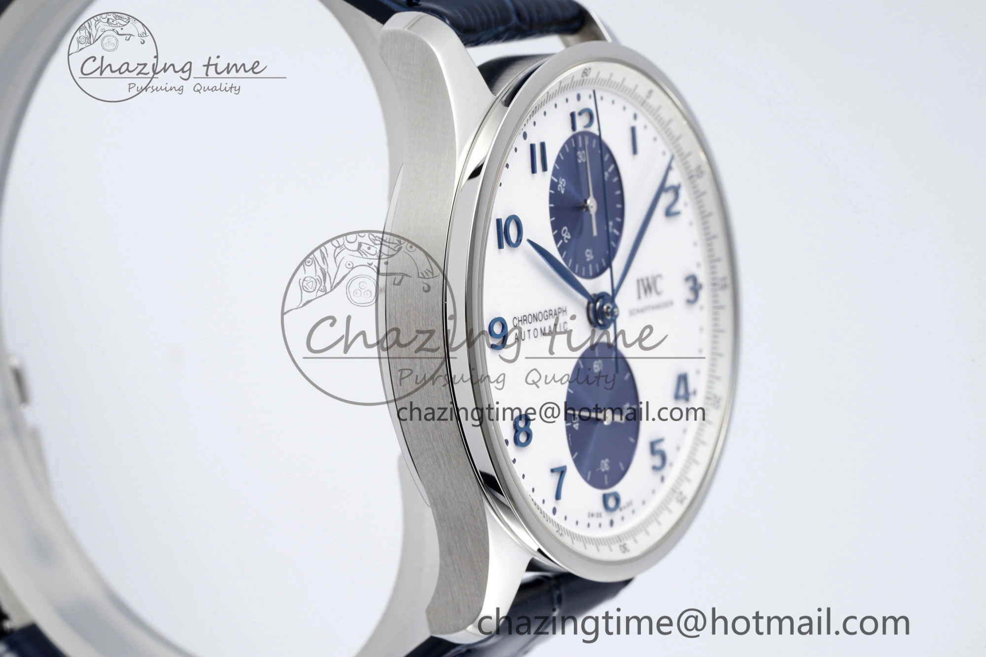 Portuguese Chrono IW371620 APSF 1:1 Best Edition White Blue Dial on Blue Leather Strap A69355