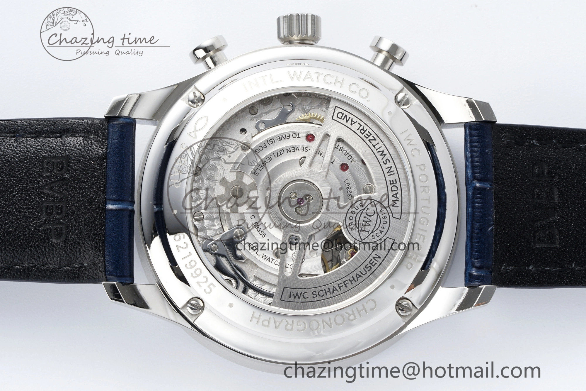 Portuguese Chrono IW371620 APSF 1:1 Best Edition White Blue Dial on Blue Leather Strap A69355