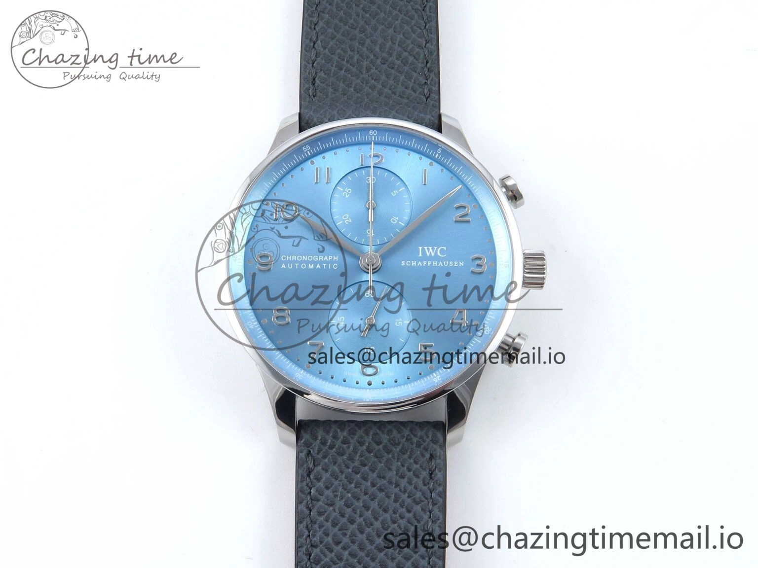 Portuguese Chrono IW371626 ZF 1:1 Best Edition Light Blue Dial on Blue Leather Strap A69355