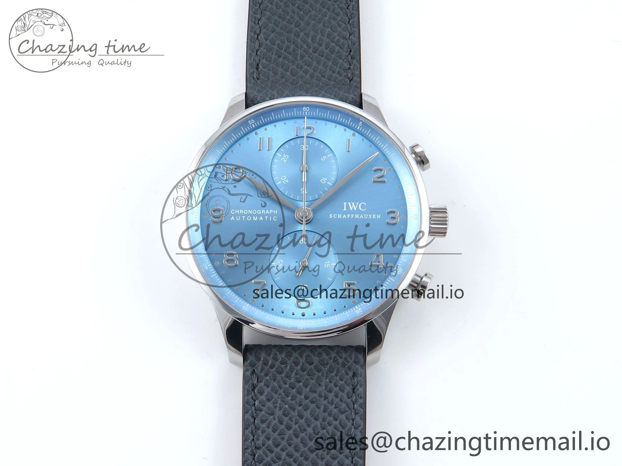 Portuguese Chrono IW371626 ZF 1:1 Best Edition Light Blue Dial on Blue Leather Strap A69355
