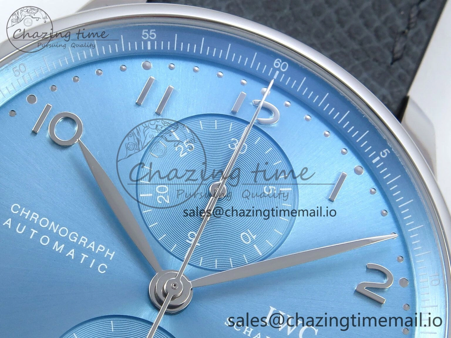 Portuguese Chrono IW371626 ZF 1:1 Best Edition Light Blue Dial on Blue Leather Strap A69355