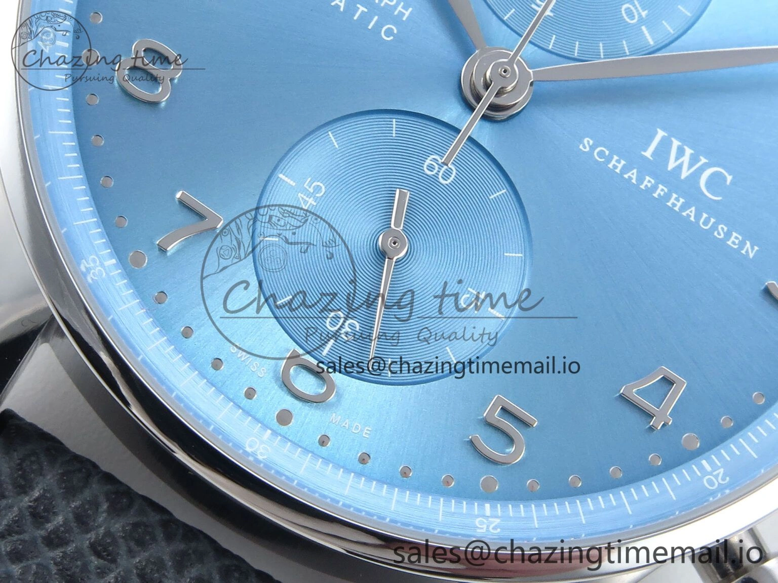 Portuguese Chrono IW371626 ZF 1:1 Best Edition Light Blue Dial on Blue Leather Strap A69355