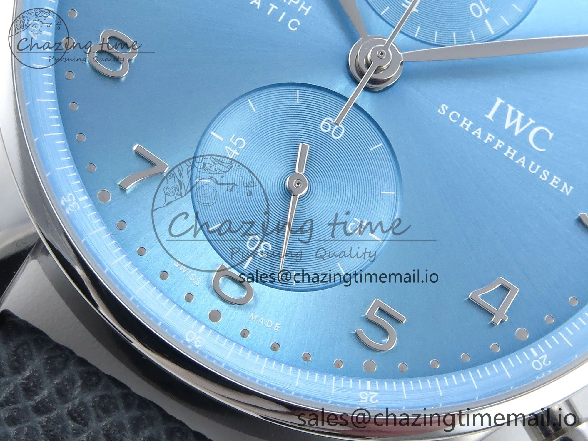 Portuguese Chrono IW371626 ZF 1:1 Best Edition Light Blue Dial on Blue Leather Strap A69355