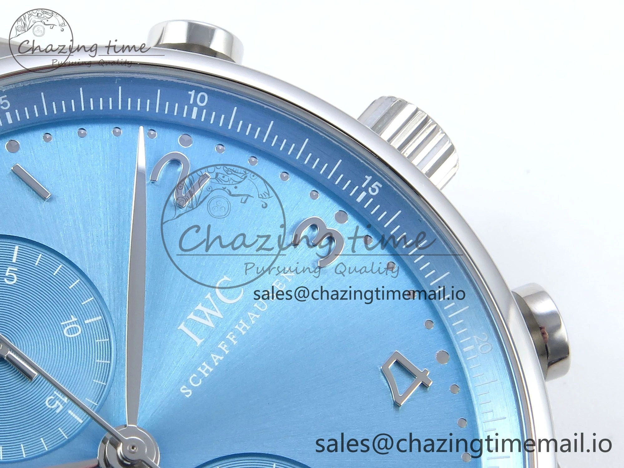 Portuguese Chrono IW371626 ZF 1:1 Best Edition Light Blue Dial on Blue Leather Strap A69355