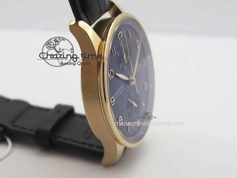 Portuguese Chrono RG IW371415 ZF 1:1 Best Edition Black Dial On Black Leather Strap A79350 (Slim Movement)